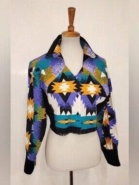 VINTAGE BANJO ROUND UP CROPPED BLOUSE NWOT